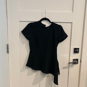 White House Black Market Elegant Black Peplum Asymetric Blouse